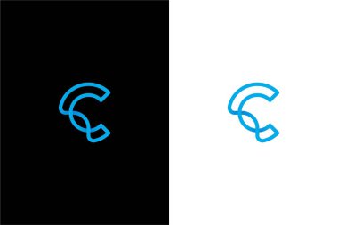 harf C ve Akış logo konsept vektör simgesi