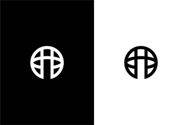 Birinci harf ve dünya logo konsept vektör simgesi