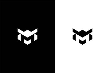 M harfi ve robot logo konsept vektör simgesi