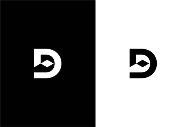 Minimalist harf D ve çatı logosu kombinasyonu