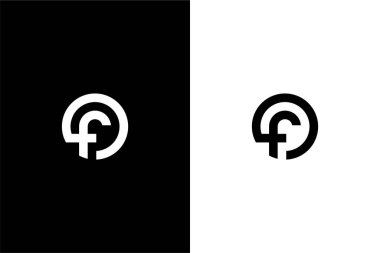 Geometrik Harf F ve daire logo konsept vektör simgesi