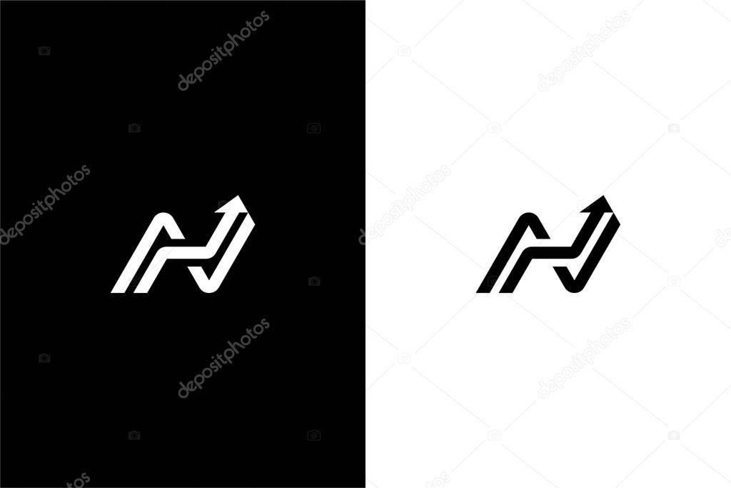 Letter N with arrow up logo concept vector icon
