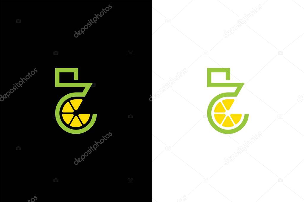 Letter T and lemon or lime logo concept vector icon