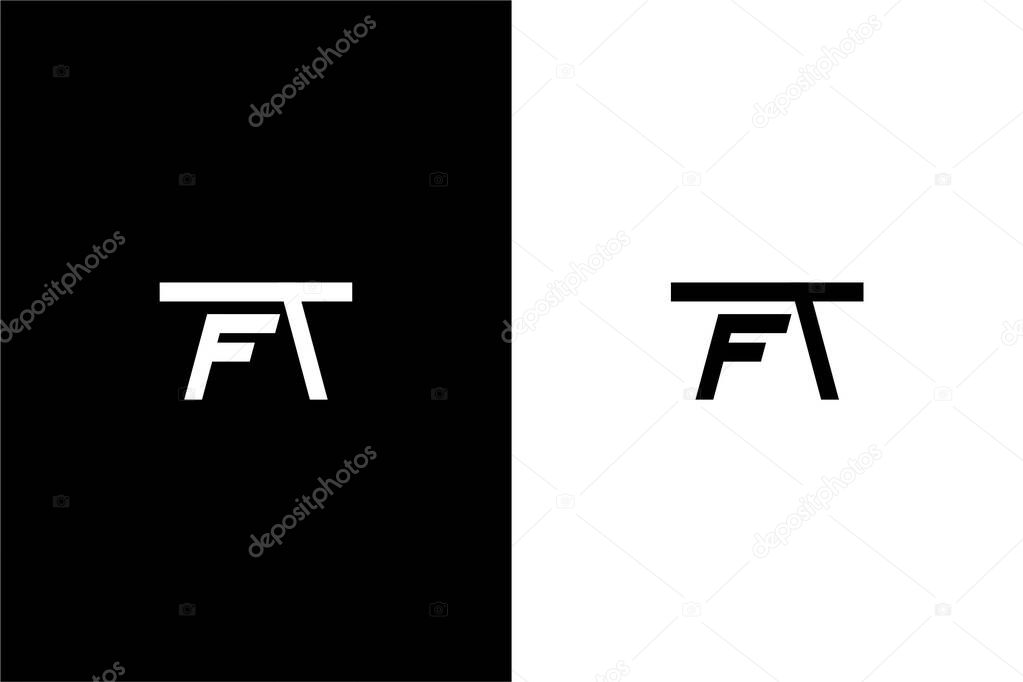 Letter FT or TF with table logo concept vector icon