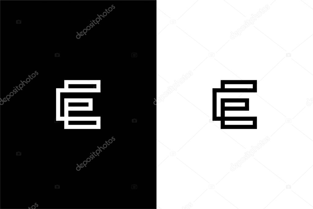 Monogram letter E with modern line concept logo vector