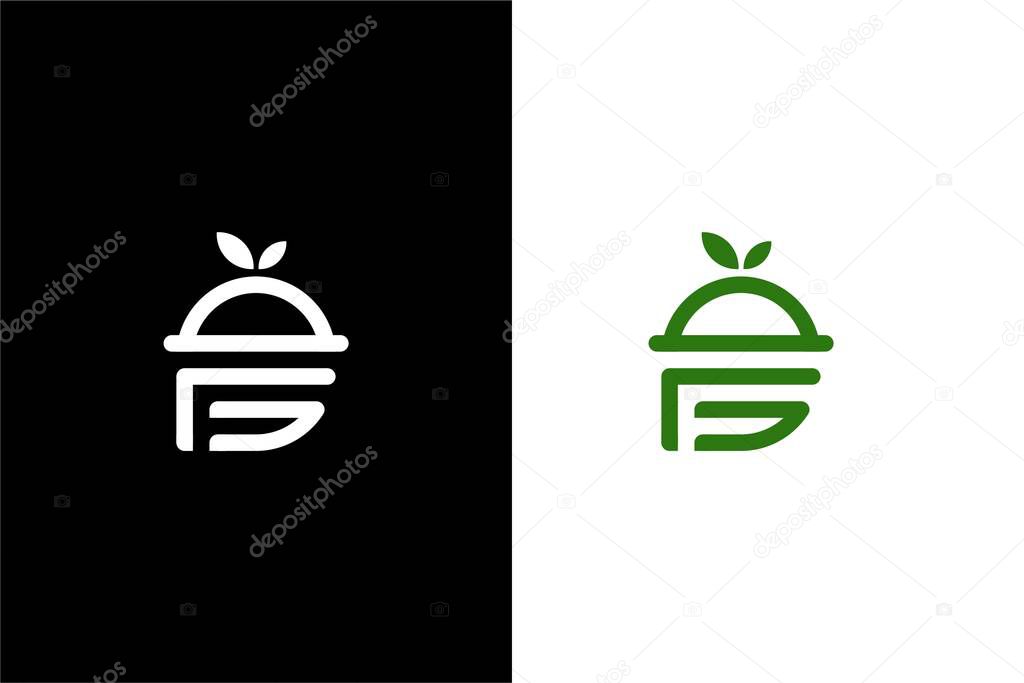 Letter FG or GF and food and drink logo concept vector icon