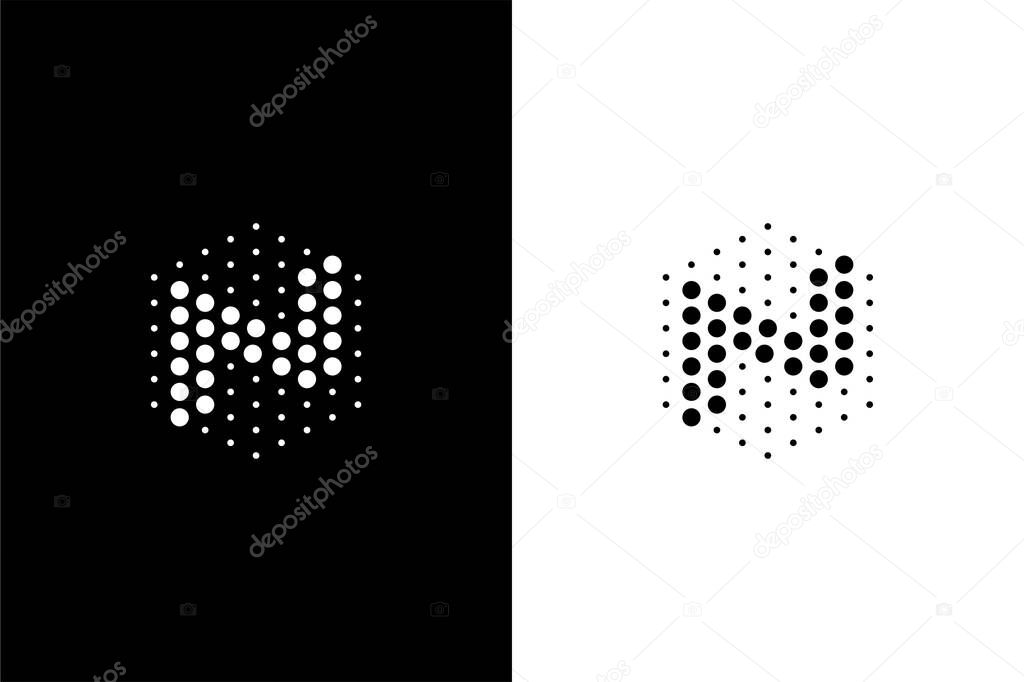 Letter N with hexagon and dot concept logo for lab or technology company