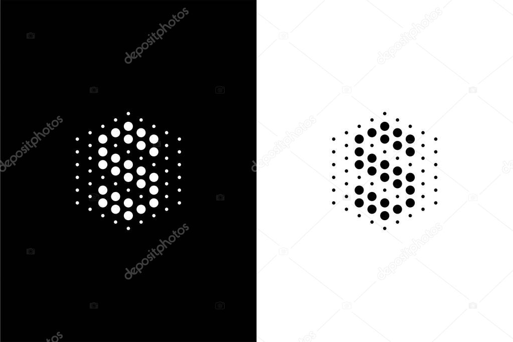 Letter S with hexagon and dot concept logo for lab or technology company