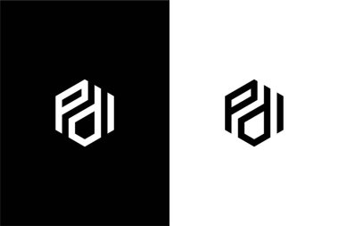 Altıgen logo konsept vektörlü Eşsiz Harf PDI