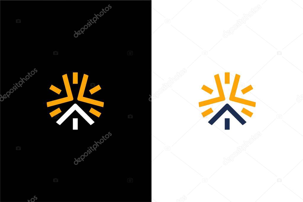 Sun and Roof logo concept for Solar energy company logo vector