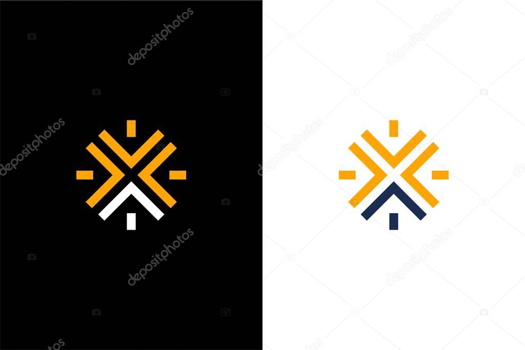 Roof and Sun logo concept for Solar energy company logo vector