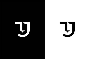 Yüz konsepti logo vektör simgesine sahip TJ veya JT harfi