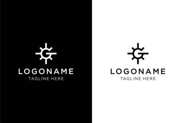 G harfi ve pusula veya güneş logosu konsept vektör simgesi