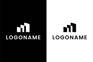 İnşaat ve negatif uzay konsept logo tasarımlı M harfi