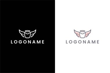 Cenaze şirketi için vazo ve melek logosu kavramı