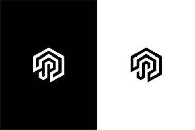 Altıgen logo fikir vektörlü PS veya SP harfi