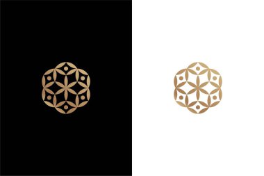 Dairesel logo konsept vektör simgesine sahip geometrik yaprak