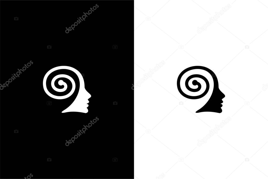 Brain and hypnotherapy logo concept for mental health community