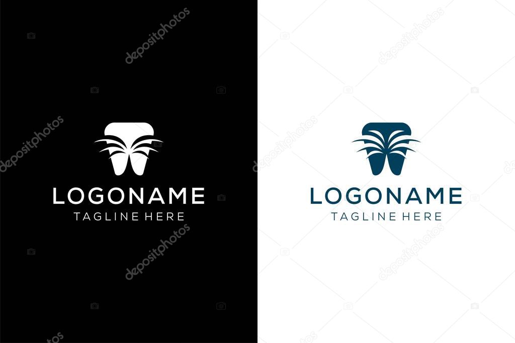 Palm tree and tooth logo concept for dental company
