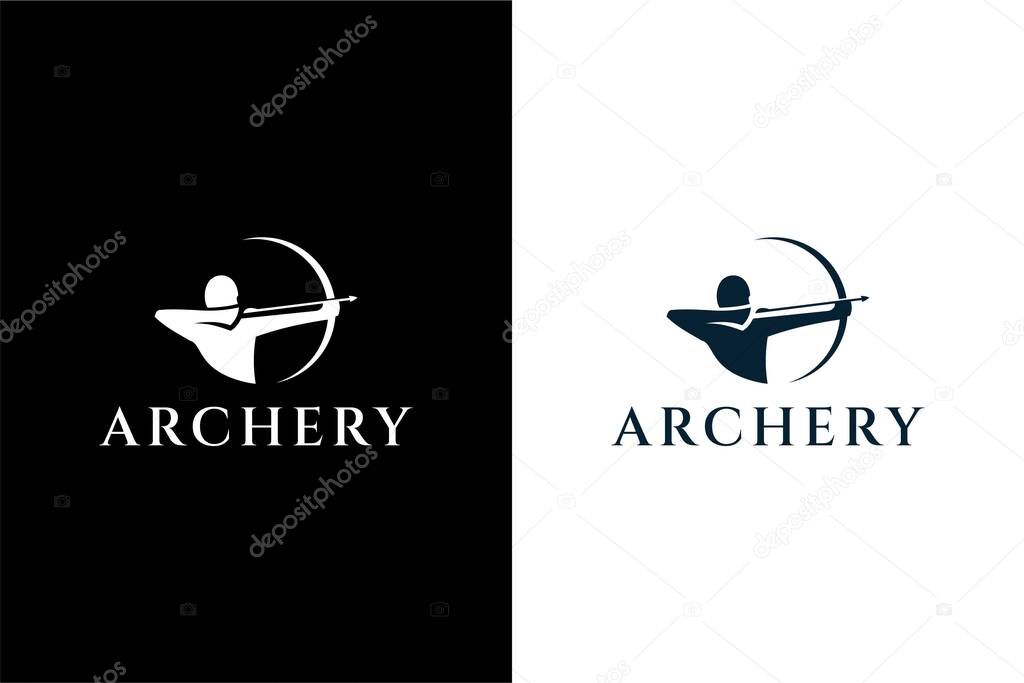 Simple archer or archery logo concept vector icon