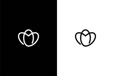 Lale logosu konsept vektör simgesine sahip harf MO veya OM