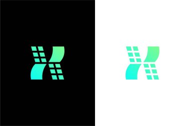 Güneş panelleri konsept logo vektörlü basit harf X veya H