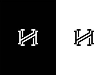 Eşsiz harf HH veya H ve H logo çizgi konsept vektörü simgesi