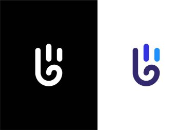 B harfi ve el logosu konsept vektörü