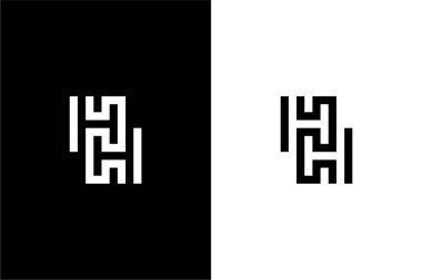 Basit çizgi vektör simgesine sahip benzersiz harf HH logosu