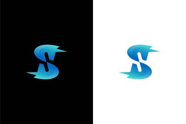 Tek boynuzlu at konsept logo vektör simgesi olan basit S harfi