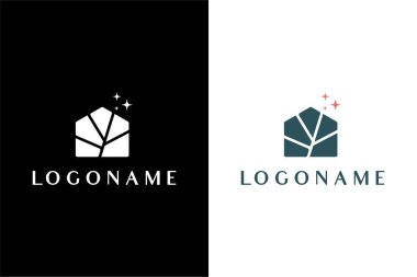 Basit yeşil ev veya ağaç ev logosu vektörü