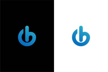Güç düğmesi logo vektörlü eşsiz harf B