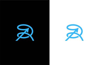 harf R ve ok logo konsept vektörü