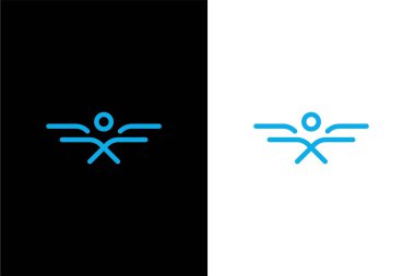 Melek veya insan logo konsept vektör simgesi olan FF harfi