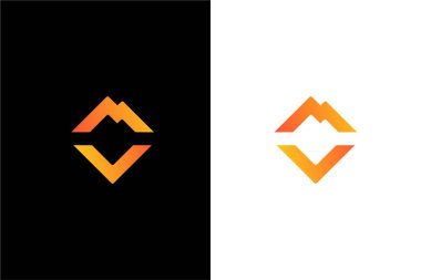 Dağ logosu konsept vektör simgesine sahip harf MV veya VM