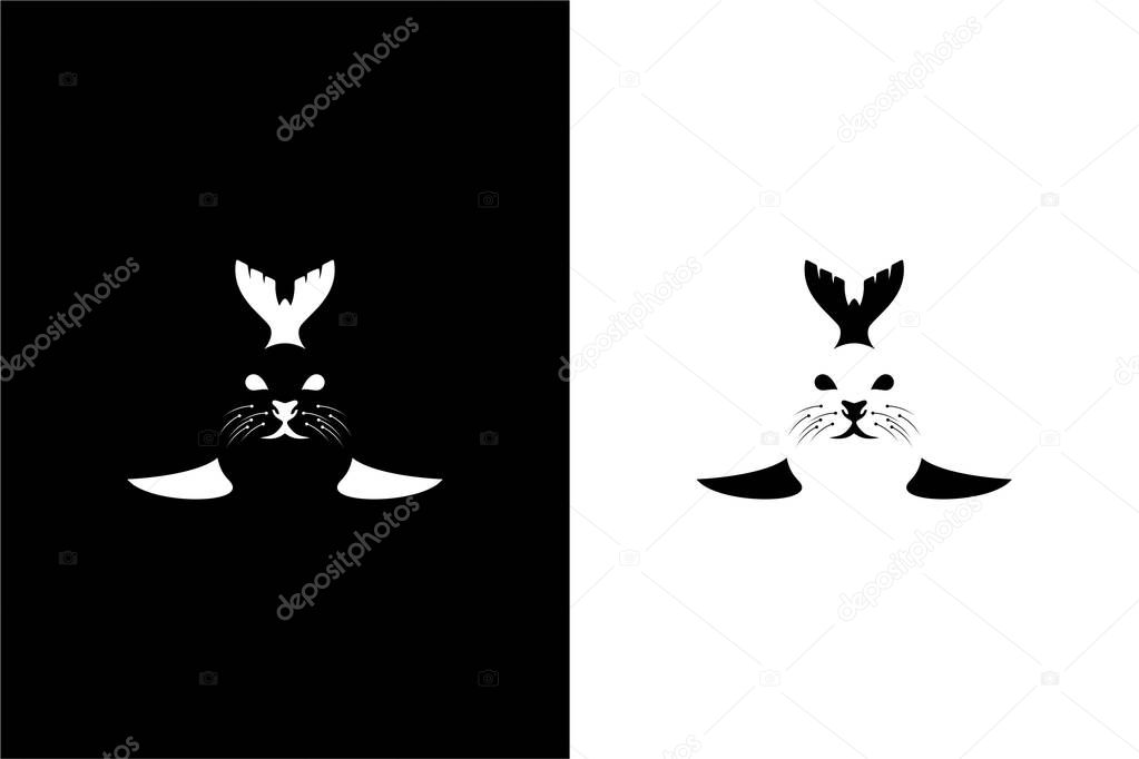 Unique sea seals monogram logo concept vector icon