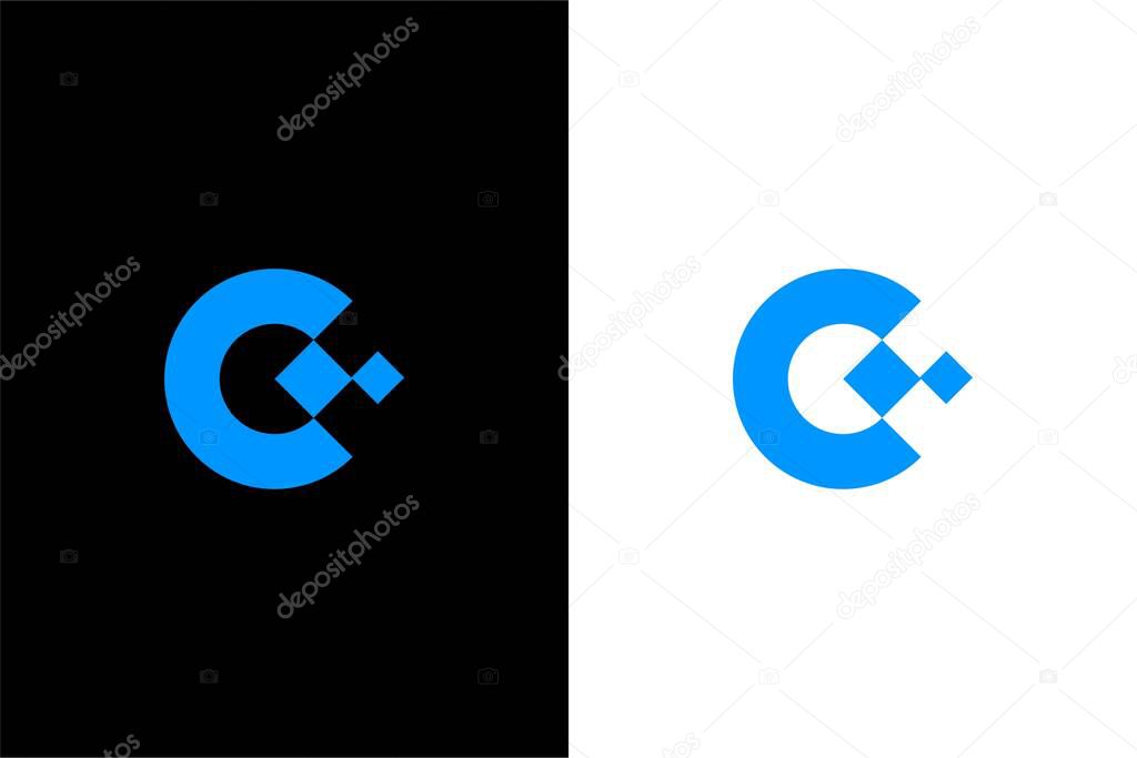 Letter C and box logo concept for tech company