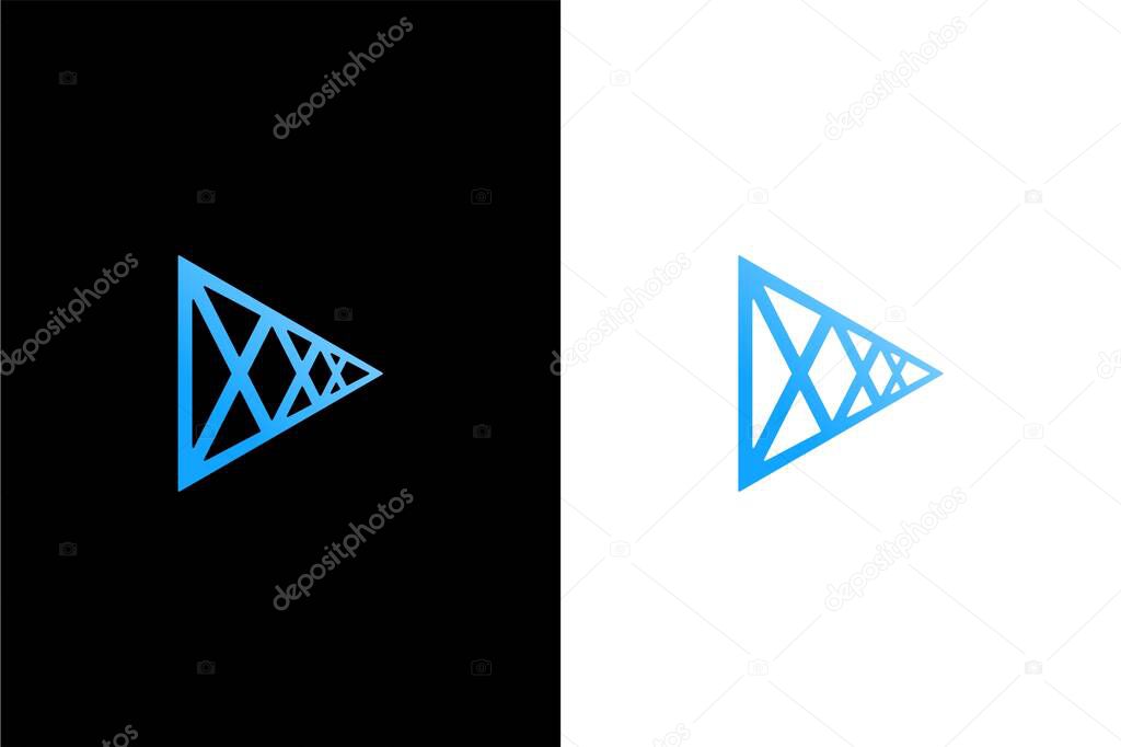 Triple X and Play button logo concept vector icon