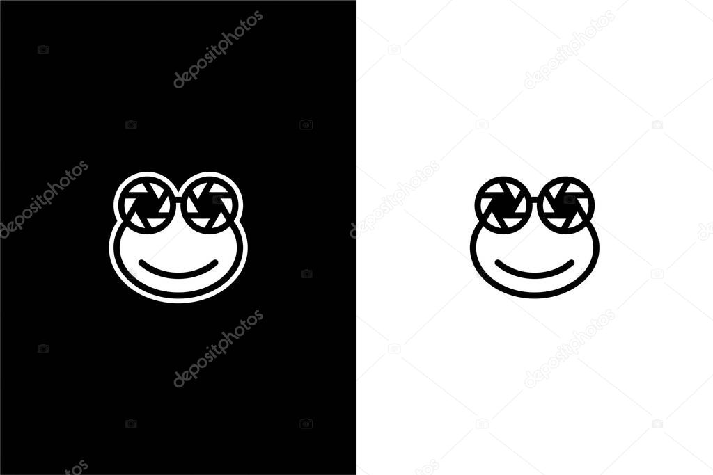 Smile frog camera eye logo concept vector icon