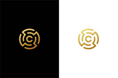 Antik Logo Konsepti Simge Vektör Tasarımı ile Harf OC
