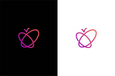 Kelebek çizgisi minimalist logo konsept vektör tasarımı