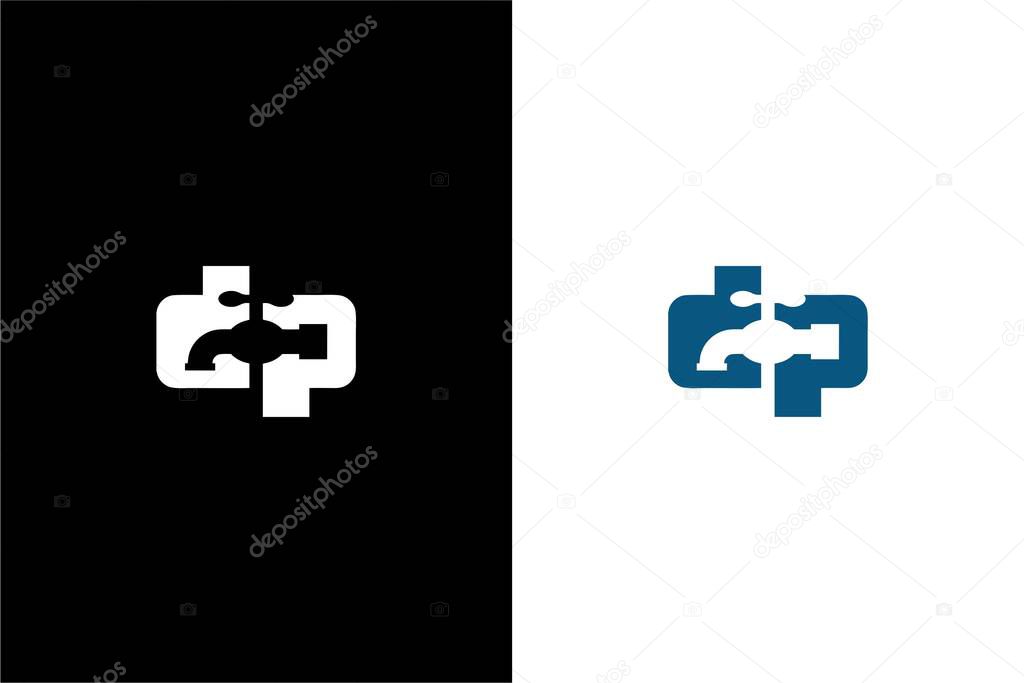 Letter DP and Faucet logo combination vector icon
