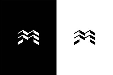 Soyut Harf M binası veya M apartmanı logo konsept vektör simgesi