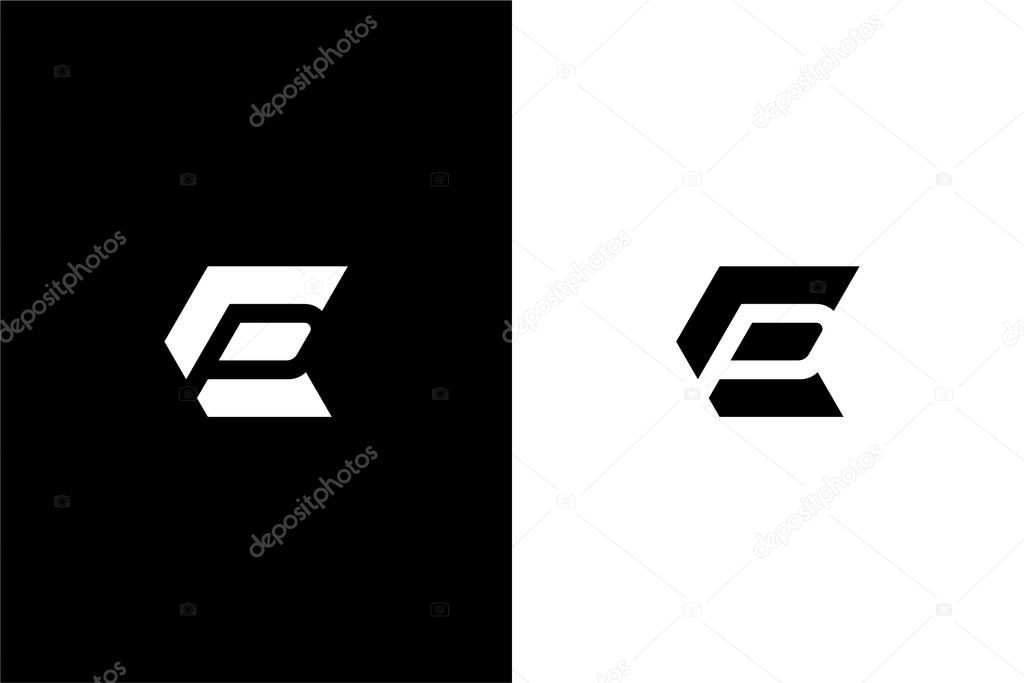 Monogram Letter EP or PE with negative space logo concept vector icon