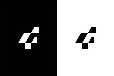 modern harf 4F veya F4 logo konsept vektör simgesi