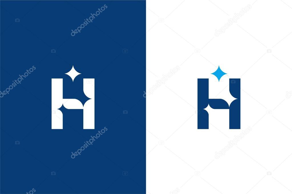 Letter H star or H cleaning or H shining logo concept vector icon
