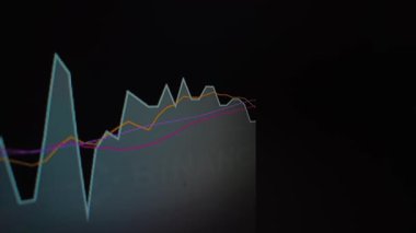 Ekrandaki bir borsa animasyonunun yakın plan görüntüleri. Çoklu satırlar, karanlık bir arkaplana karşı veri eğilimlerini gösterir.