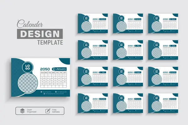 Kurumsal ve Kişisel Kullanım için Düzenlenebilir Vektör Masa Takvimi Şablonu