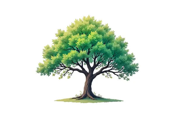 Beyaz Arkaplanda Yaprakları ve Dalları Olan Yeşil Ağaç Resimleri