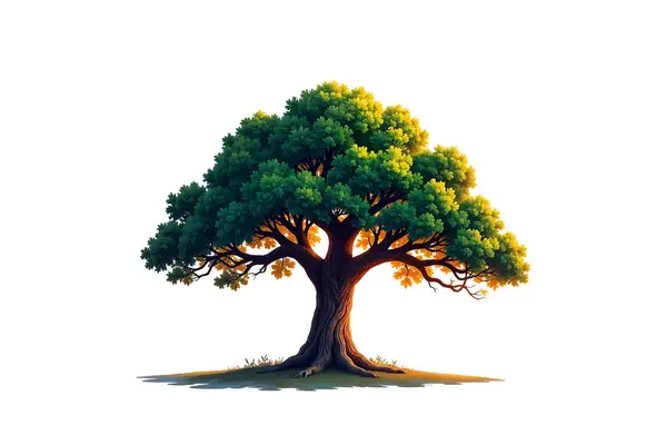 Beyaz Arkaplanda Yaprakları ve Dalları Olan Yeşil Ağaç Resimleri